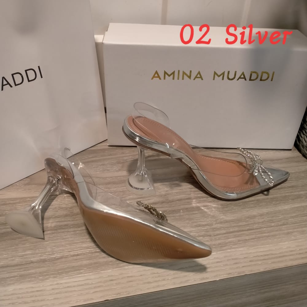 HEELS Kaca TRANSPARAN amina muaddi 01 &amp; 02 heels 9cm