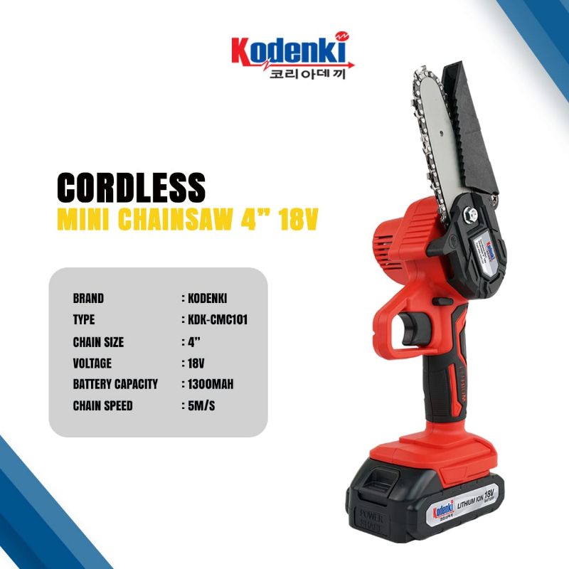 Kodenki Mesin chainsaw Potong Kayu Baterai cordless chain saw mini 18 volt