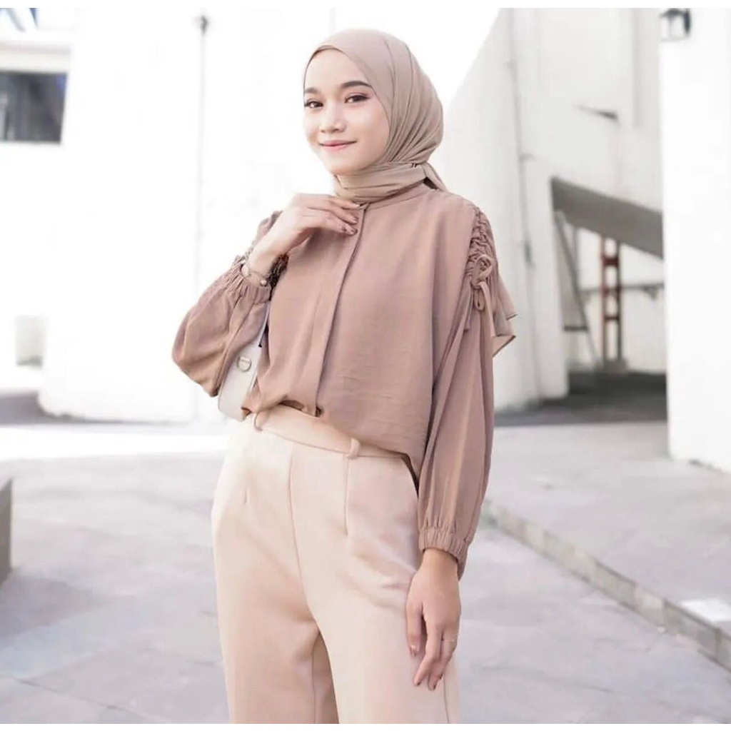 Blouse Serut Cringkle Airflow | Kemeja Serut Crincle Setengah Lengan | Melvin Kemeja Serut | Dory Blouse | Gavi Blouse Lengan Serut | Sani Top