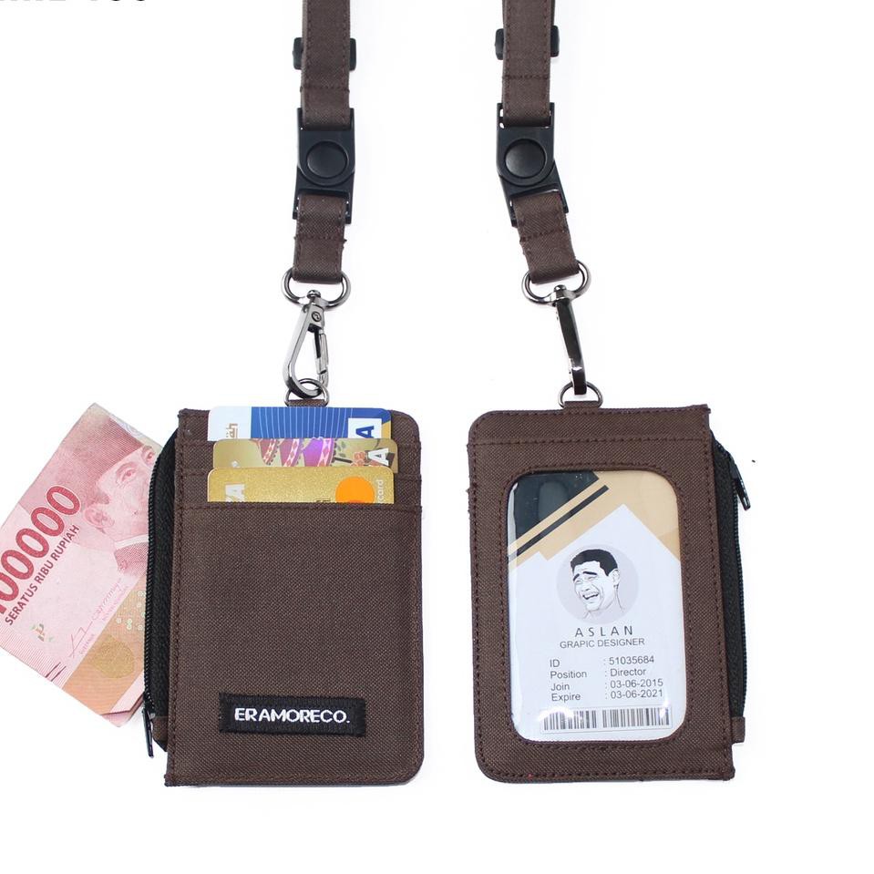 

Paling Sesuai.. EMID109 name tag gantungan dompet ID card holder tali lanyard zipper kartu coklat