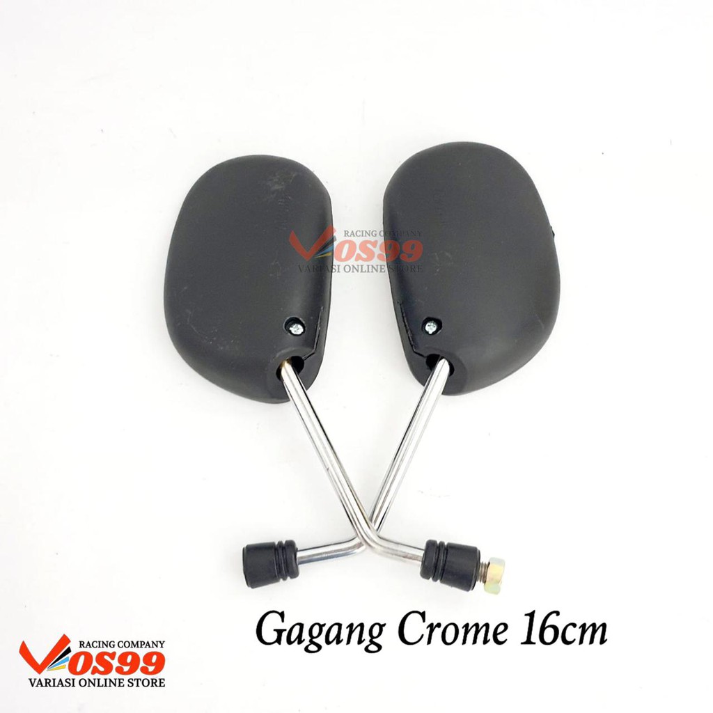 SPION MIO STANDAR TANGKAI CROME &amp; HITAM PANJANG GAGANG 16CM MODEL HITAM POLOS DRAT YAMAHA