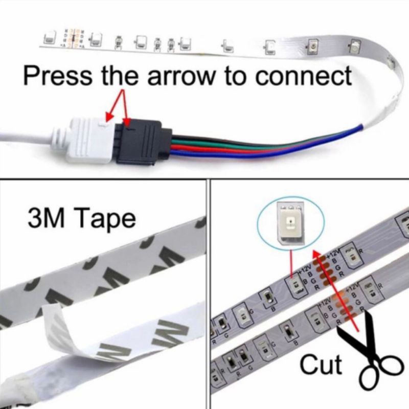 Lampu LED Strip 5M RGB IP65 2835 Warna Warni Set Lampu Hias + Adaptor + Remote 1 Set