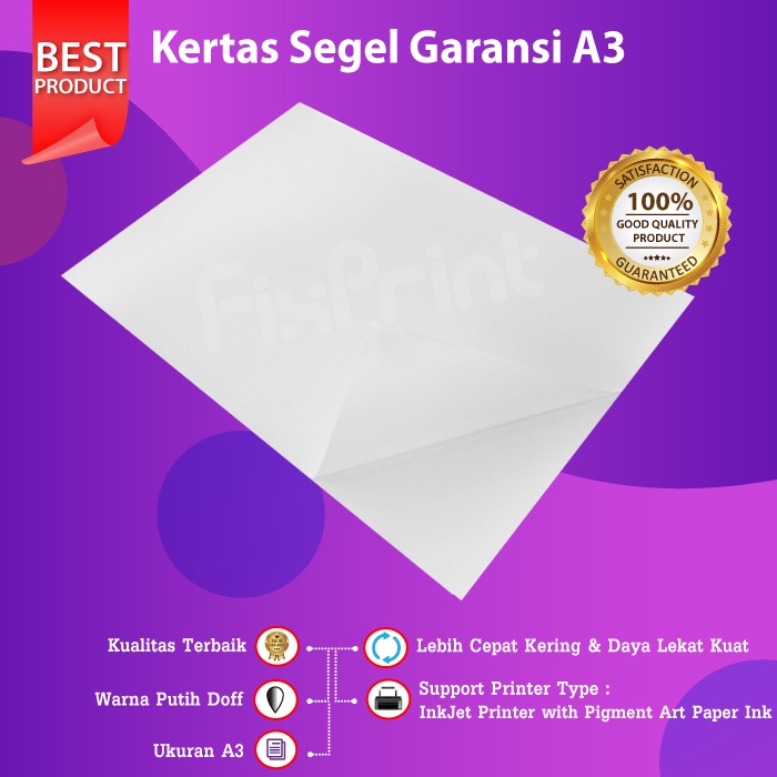 Kertas Segel A3 Premium Sticker Garansi Stiker Pecah Telur Sticker Warranty Putih Polos