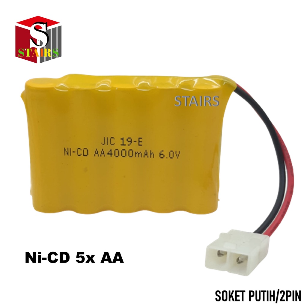 Baterai Mobil Remot Control/RC 5x AA Ni-Cd 6V - 4000mAh Socket Putih