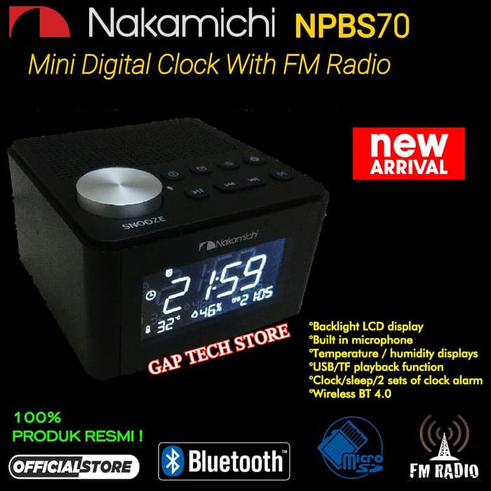 Nakamichi NPBS 70   NPBS70 Mini Digital Clock With FM Radio Original