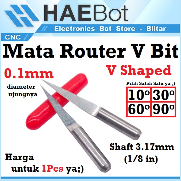 [HAEBOT] Mata Profil Router Grafir V Bit 10 30 60 90 derajat 0.1mm CNC 3.17mm PCB Acrilik Tungsten Carbide Shaped Pisau Ukir degree