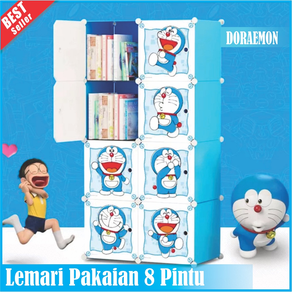 TERMURAH Lemari Pakaian 8 PINTU Motif Lemari Plastik 8 susun/Lemari Plastik Portable karakter/lemari pakaian anak HARD PLASTIC Lemari Baju Multifungsi dengan Tempat Gantungan Baju