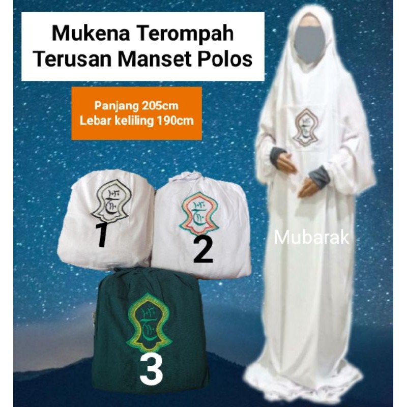 MUKENA TERUSAN TEROMPAH MANSET POLOS HADRAMAUT