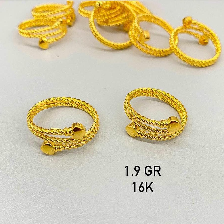 Cincin anak dan dewasa emas asli kadar 700 70 16k lilit putar selisih 3 4 baris tanpa mata permata polos ring gold 1 2 gram gr mas kuning