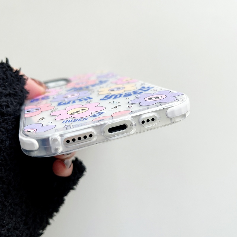 Casing Soft Case Motif Kartun Bunga Untuk iPhone 11 / 12 / 13 Pro Max / 7 / 8 Plus / X / XR / Xs Max