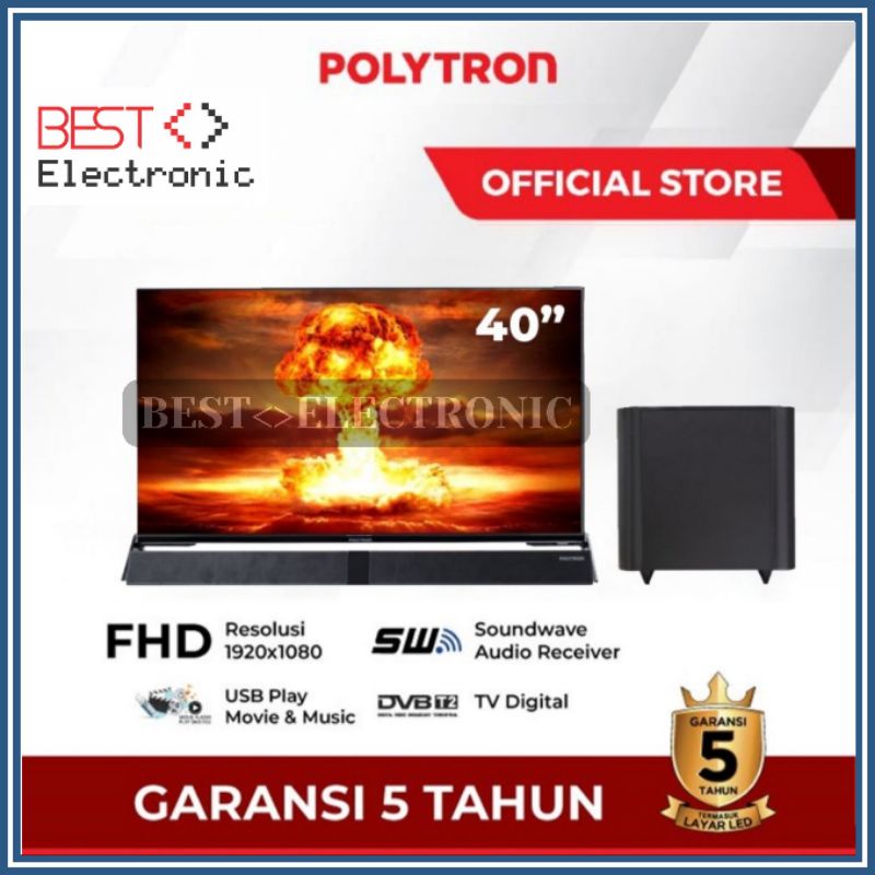 LED TV DIGITAL POLYTRON 40 INCH PLD 40BV8958 FREE SOUNDBAR