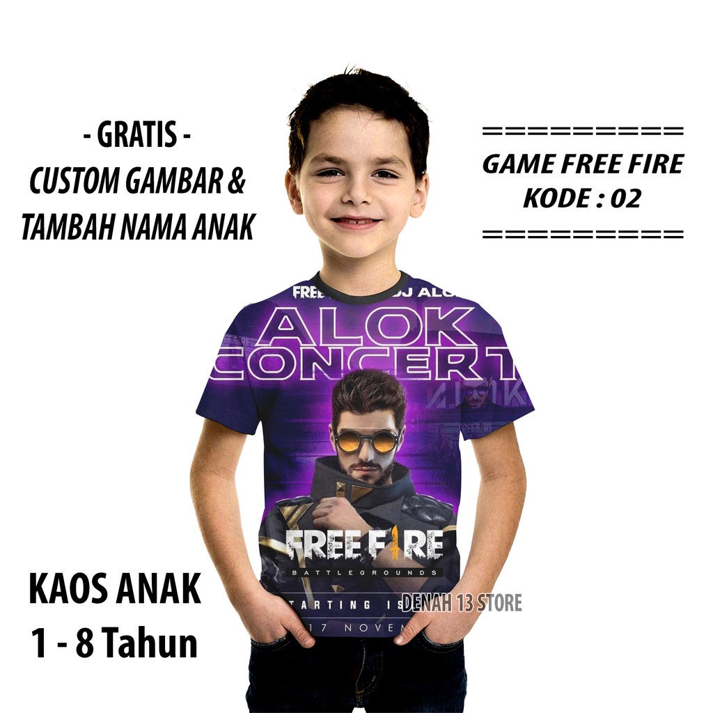 Kaos Baju Anak Game Free Fire DJ Alok Concert Shopee Indonesia