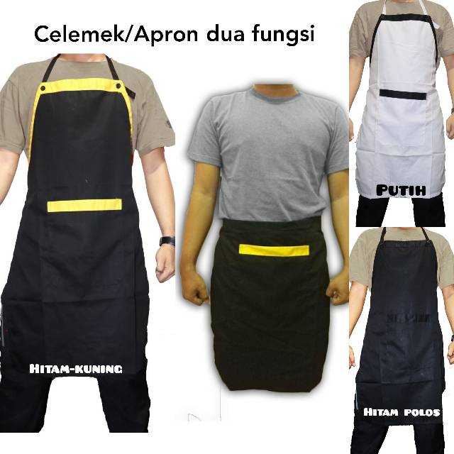 Celemek Apron Masak Barista Barbershop Salon Kain dua fungsi