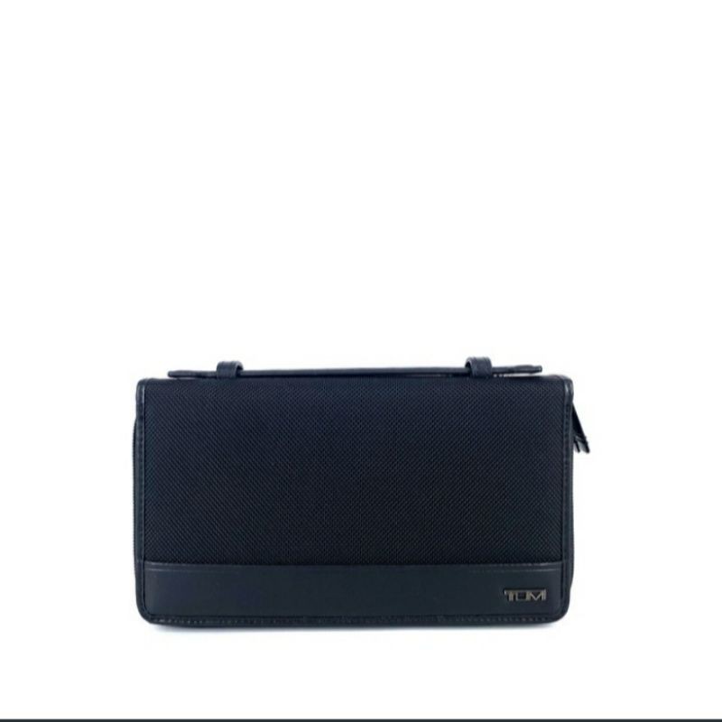 tumi double zip clutch black