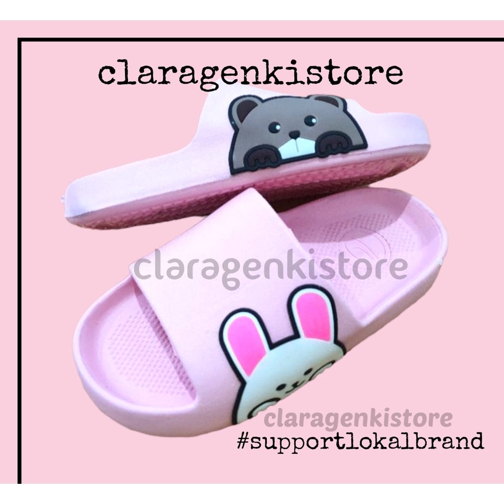 Dulux Sandal Jelly Soft Sliper BTS Army Slop Wanita Dewasa Lucu Type 386 B / Sendal Slide Cewek Keki