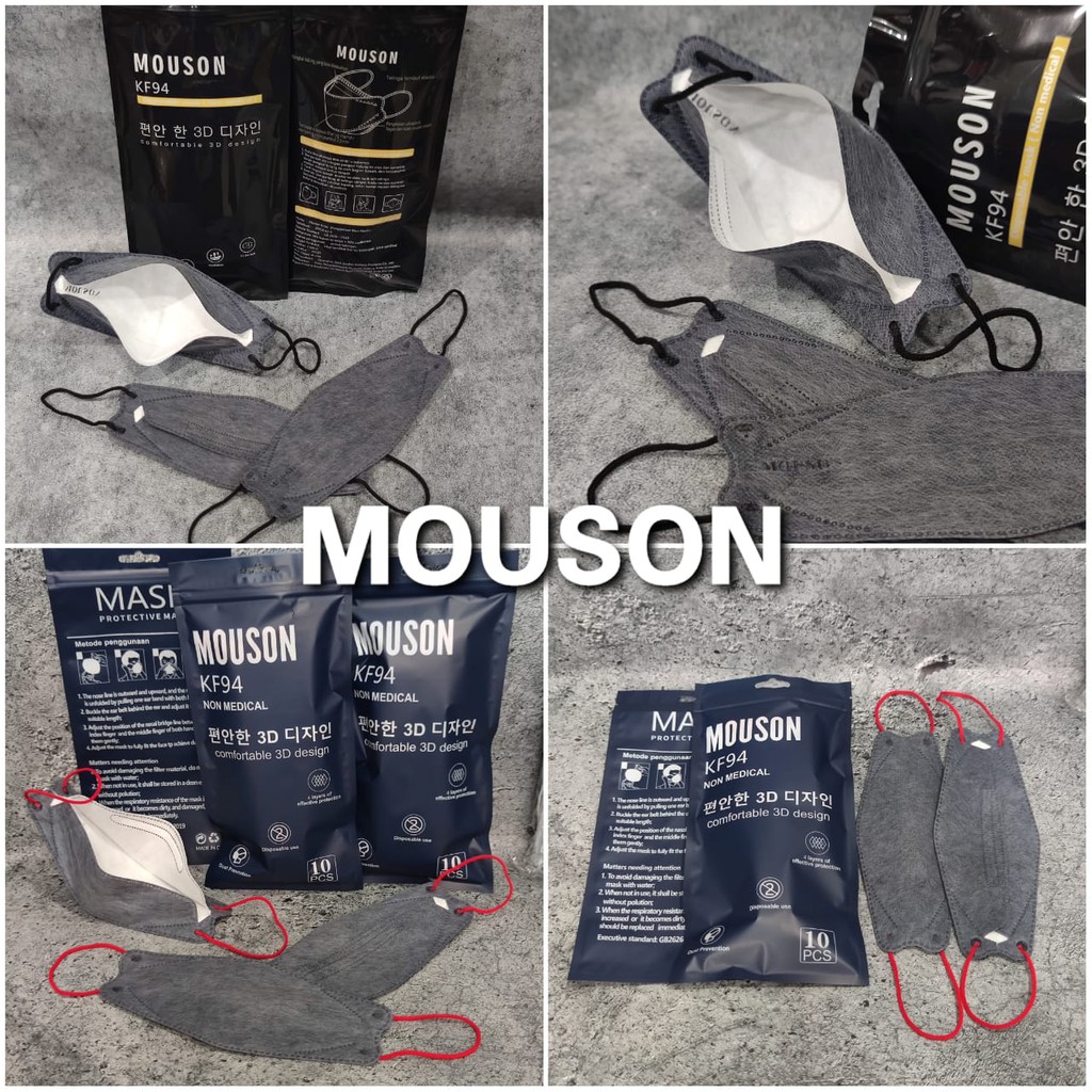MOUSON KF94 GREY DENIM - MASKER PREMIUM KF94 MOUSON 4PLY MEDICAL GRADE