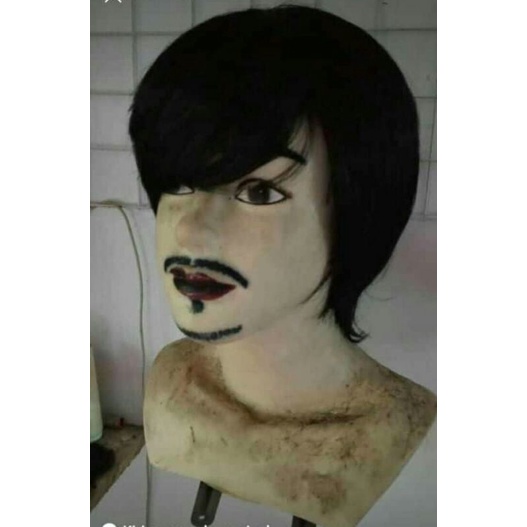 Rambut Palsu pria pendek poni belah tengah berkualitas sintetis korean hairclip human hair poni