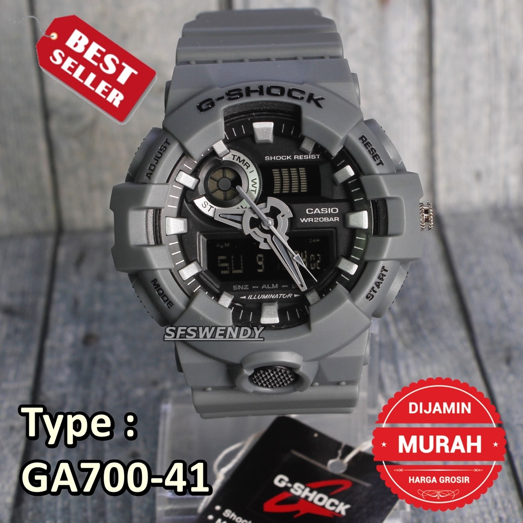 PROMO MURAH !!! G Shock GA-700 Hijau Merah Cream Abu Army Jam tangan dual time digital pria &amp; anak anak anti air