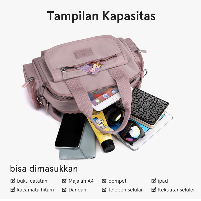 Hathin muii  tas selempang wanita colorful fox 0473 tas wanita nilon waterproof besar kapacity
