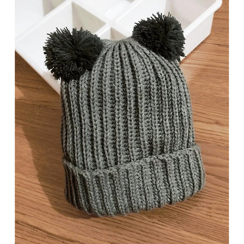 Klik Mds Topi Bayi Laki-Laki Perempuan Motif Kupluk Pompom / Topi Anak Bayi Usia 0-12 Bulan-7