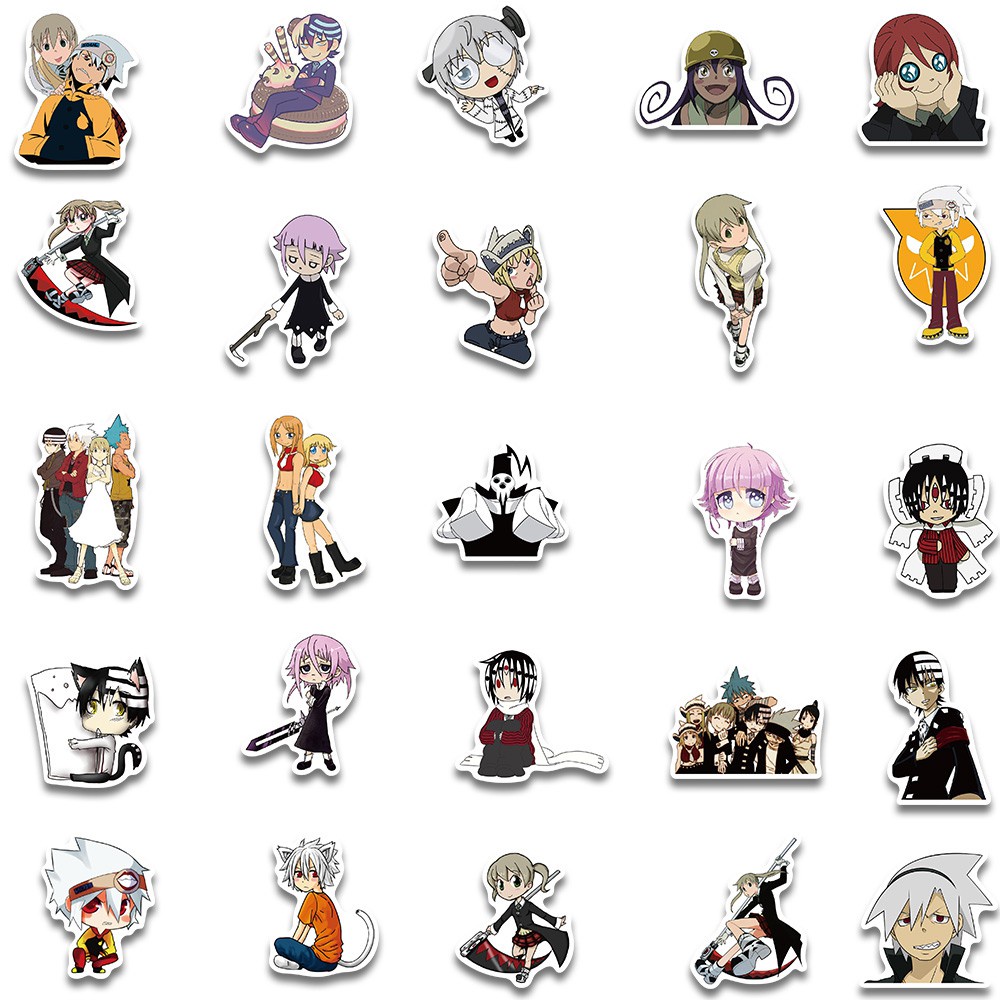 50PCS Anime Soul Eater Stickers For Guitar DIY Luggage Laptop Skateboard Motorcycle Bicycle Decal Stickers