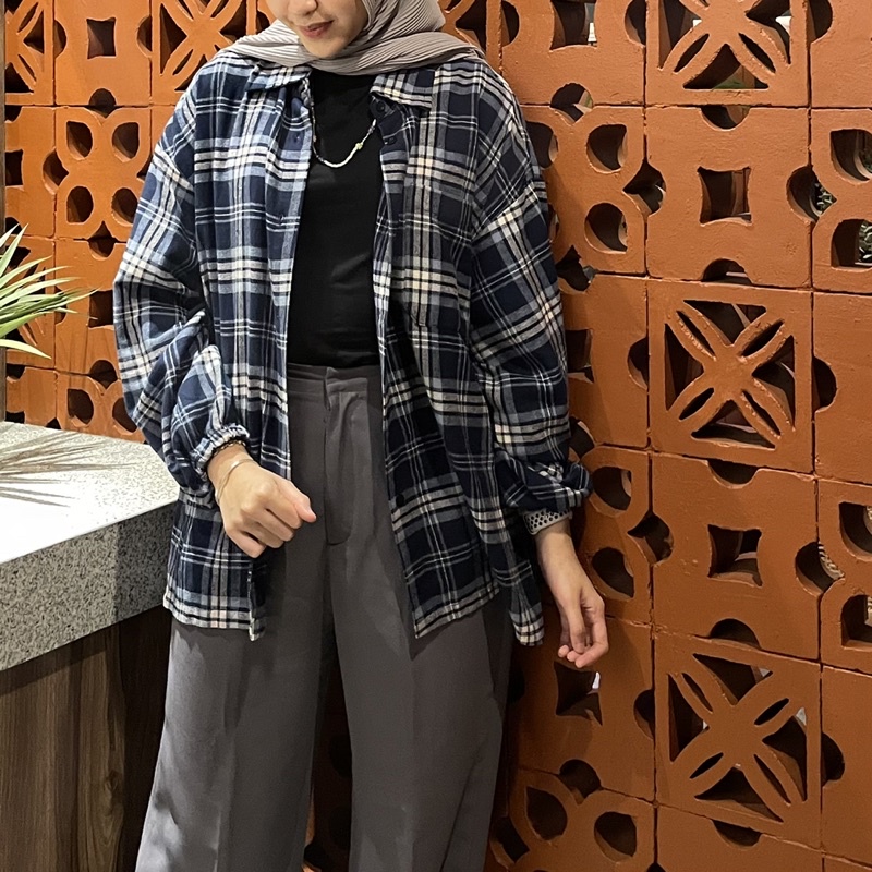 OVERSIZED / CROP FLANNEL SHIRT | KEMEJA/OUTER FLANNEL UNISEX WANITA OVERSIZE JUMBO DAN CROP | KEMEJA