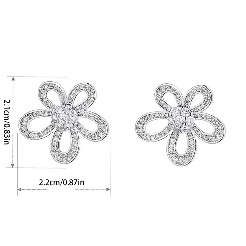 Anting Stud Desain Bunga Matahari Daisy Aksen Kristal Sparkly Bahan Logam Warna Emas Untuk Wanita