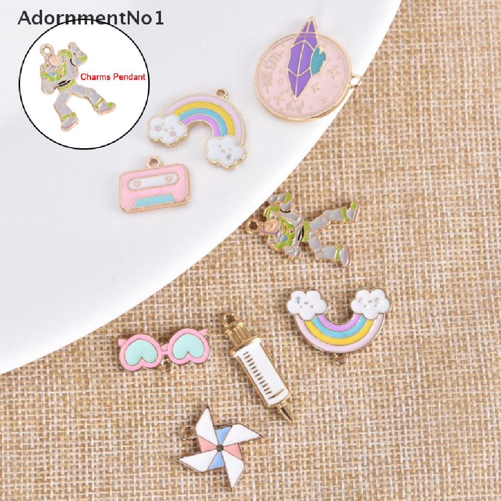 (AdornmentNo1) 10pcs / Set Liontin Enamel Bentuk Kincir Angin Warna Pelangi Bahan Alloy Untuk DIY Perhiasan Charms