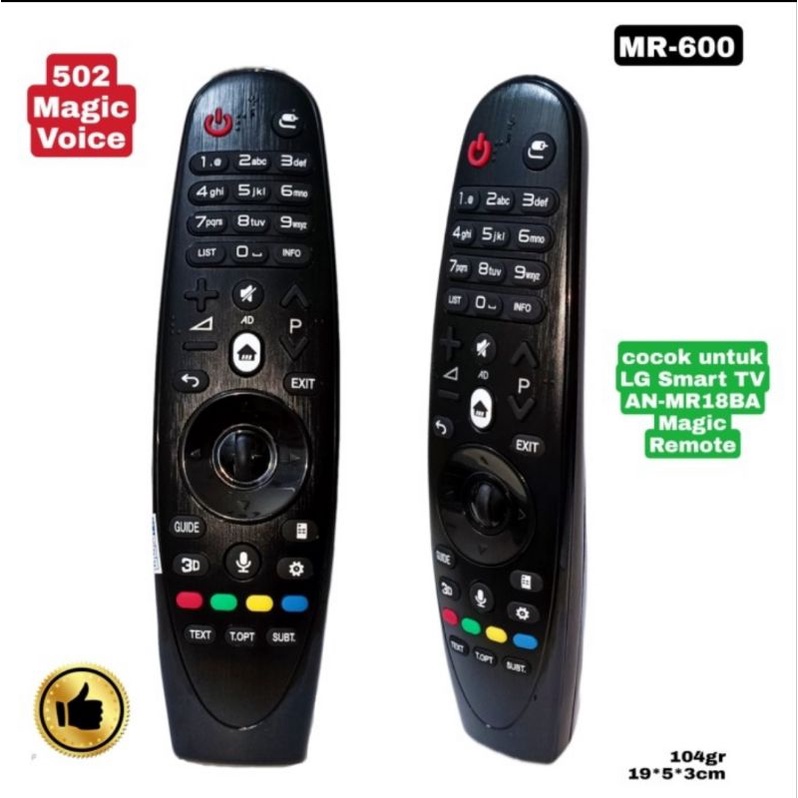 remote Pengganti Untuk Remote Magic TV LG Smart Smart TV 3D MR -600 502 Voice