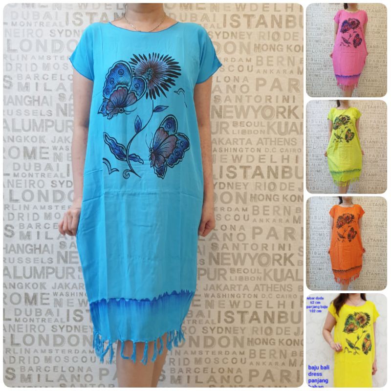 bali dress tunix rumbay XL polosan bunga kupu2 dewasa