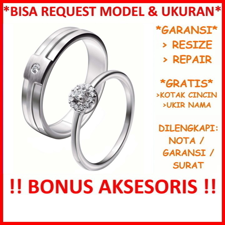 Gratis Ukir Nama Garansi Silver Asli Bisa Pesan Model Cincin Kawin Couple Perak Tunangan Nikah Id524