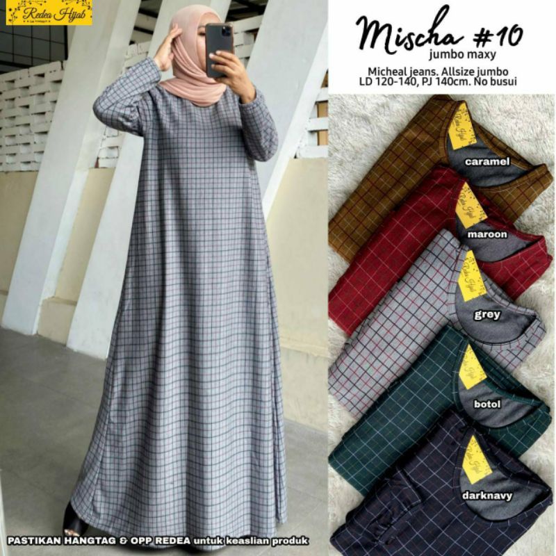 BAJU GAMIS JUMBO DENIM DIANA KOTAK  MISCHA TAROSA LD120 130 XXXL