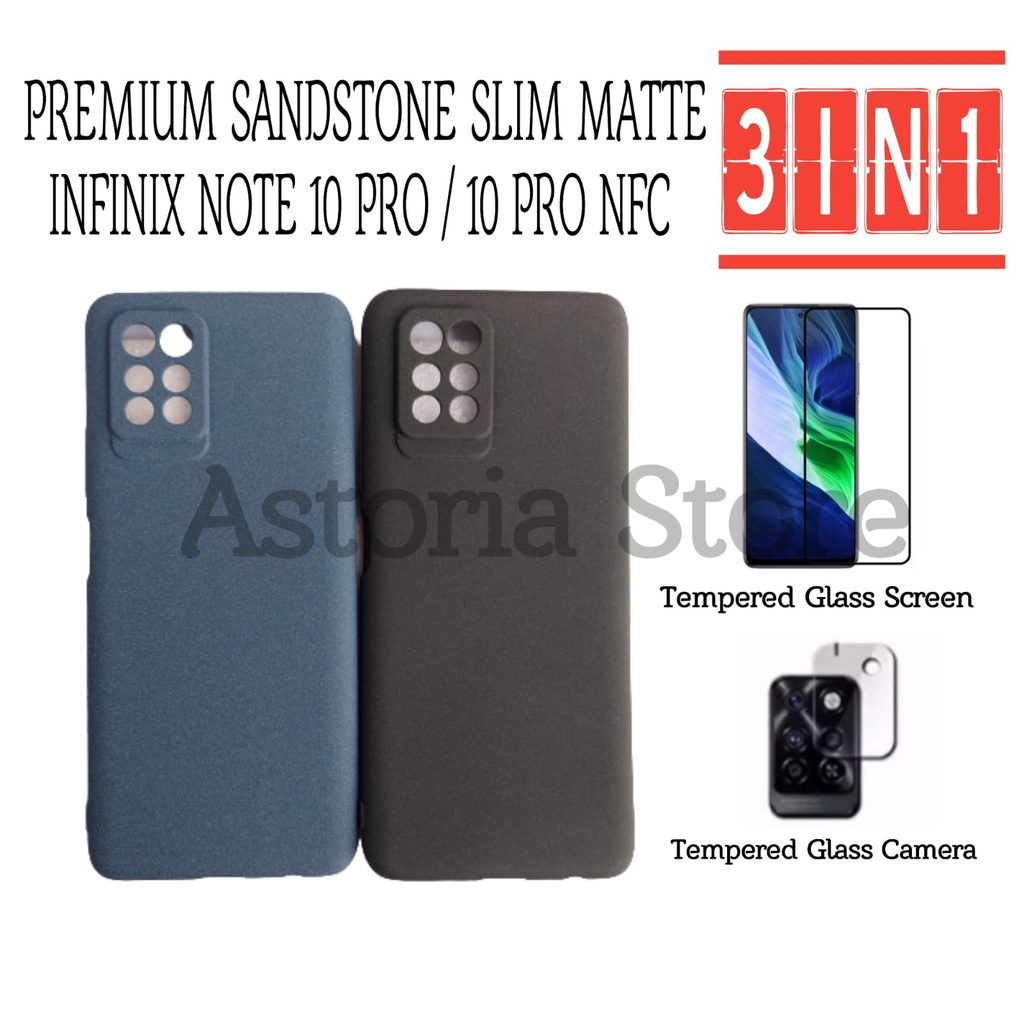 Case Infinix Note 10 PRO / Note 10 PRO NFC Free Tempered Glass Screen & Camera Sandstone Softcase