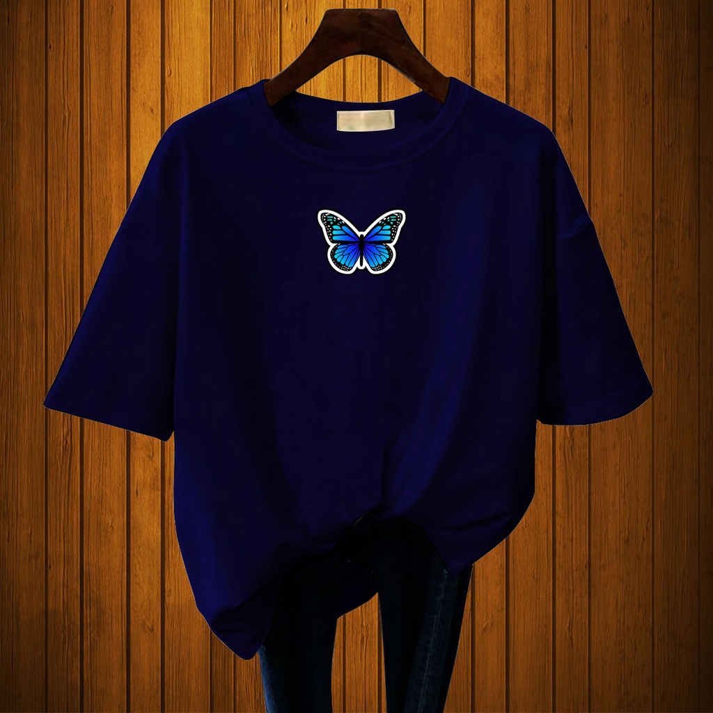 CALVIERO SHOP - BAJU KAOS ATASAN WANITA PRINT LOGO BUTTERFLY GALAXY PRINT