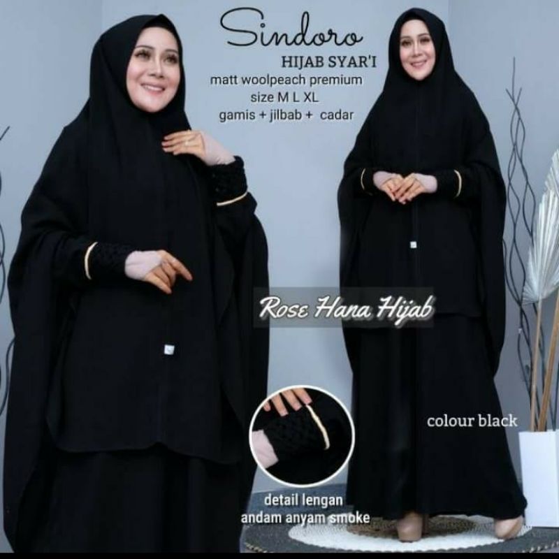 Sindoro Syari by Rose Hana Hijab (DNA Hijab)/ Gamis Polos Wanita
