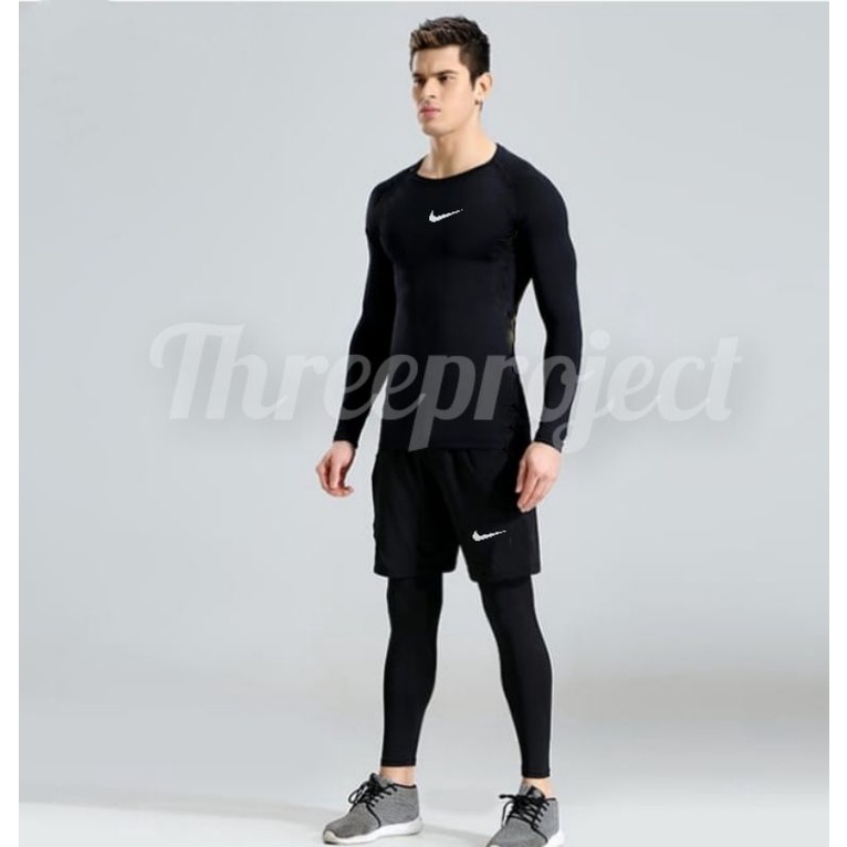 SETELAN BAJU KAOS OLAHRAGA PRIA MANSET PANJANG THUMBHOLE SET OLAHRAGA BASELAYER MANSET OLAHRAGA SEPA