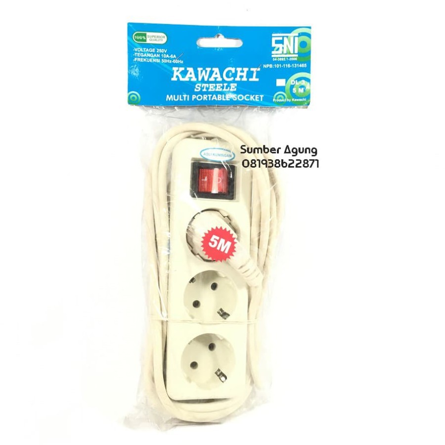 Sambungan Kabel Lubang Tiga Kabel Panjang 5M Olor 5 Meter Kawachi DL3