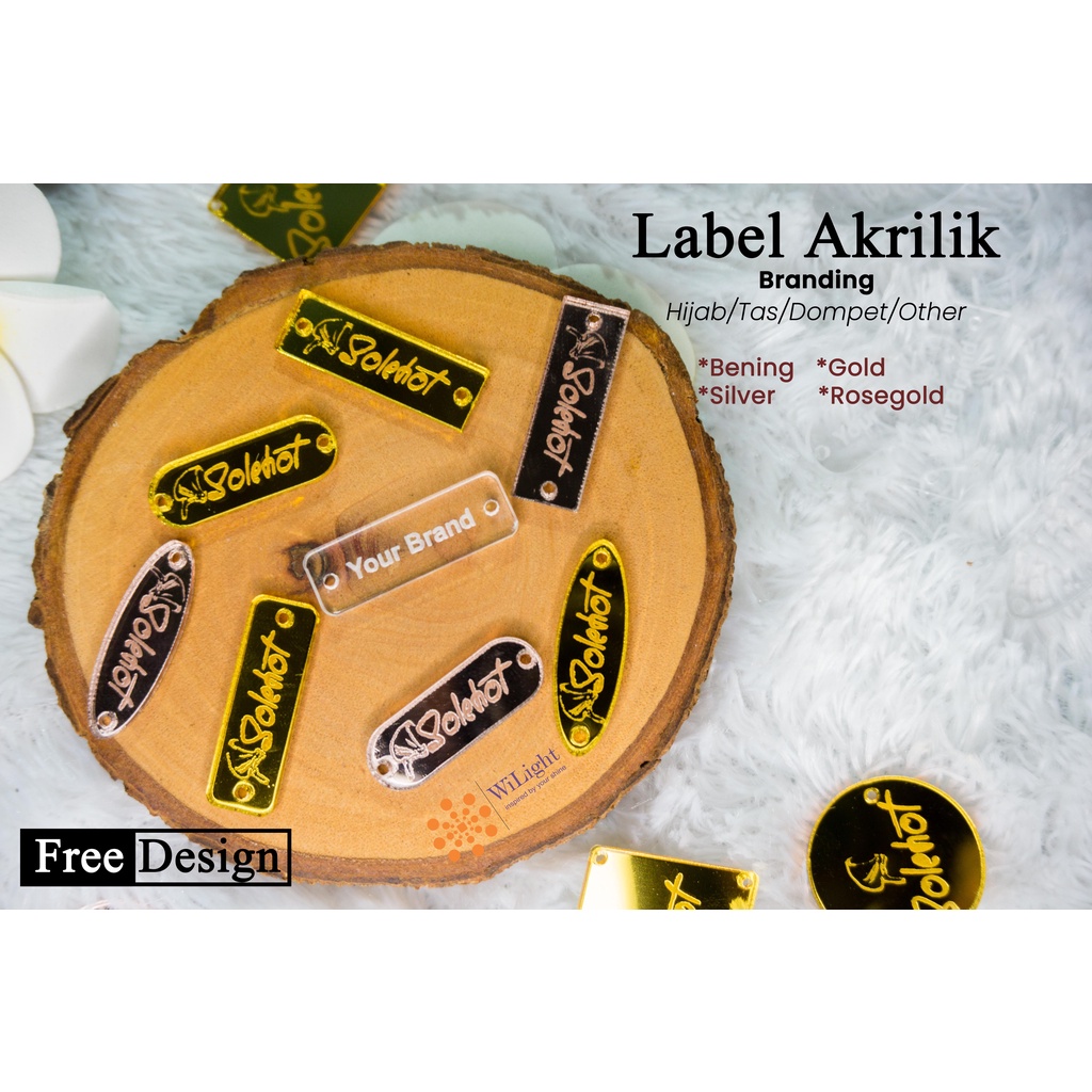Label Akrilik Hijab Baju Gamis Pakaian Dompet Tas Custom /Label Akrilik Branding/ Tag Label Merk
