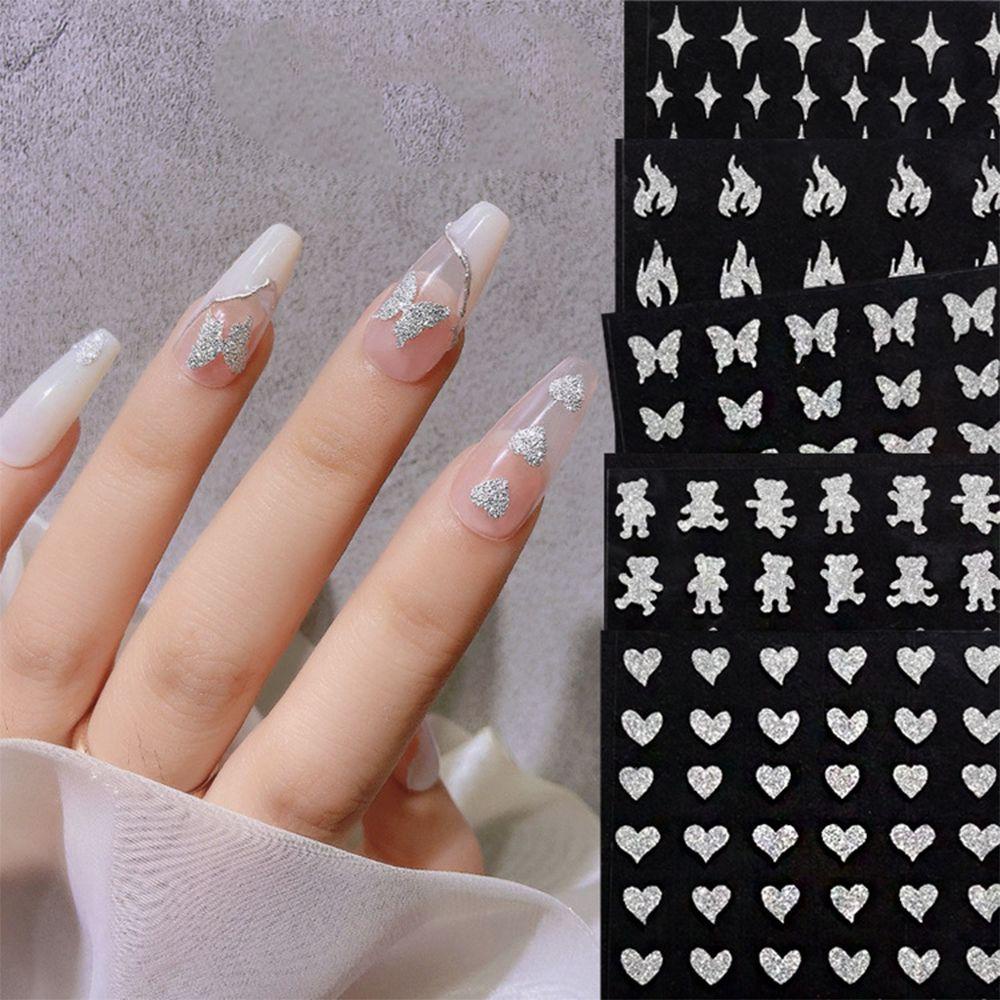 Solighter 3D Stiker Kuku Nail Art Dekorasi Perekat Decals Api Api Desogn Bintang Beruang