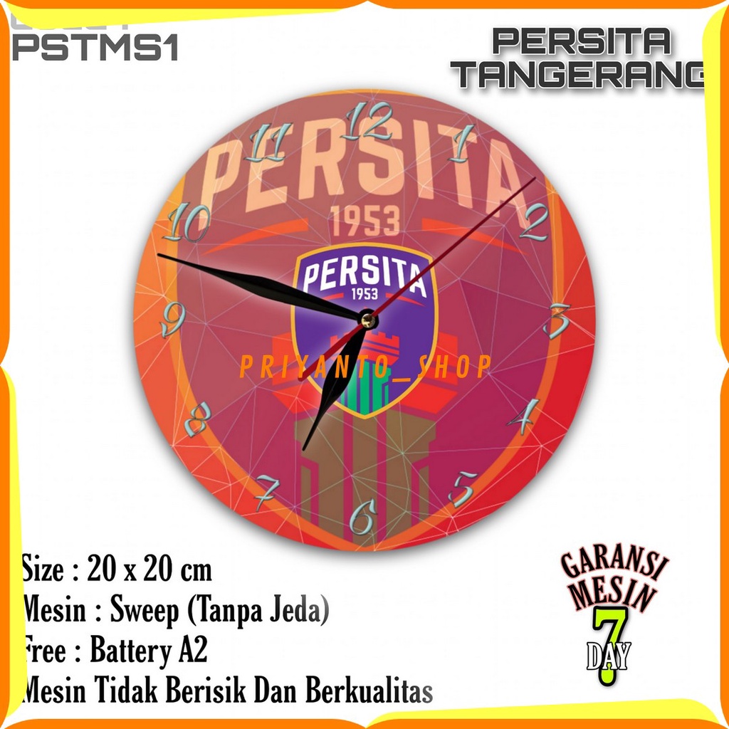 Jam Dinding Team Club Klub Sepakbola PERSITA TANGERANG Mesin Halus