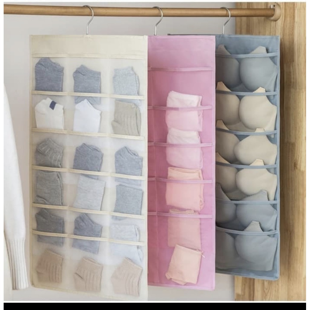 30 SEKAT HANGING Underwear Kaos Kaki Pouch Organizer 30 Sekat 2 Sisi Serbaguna