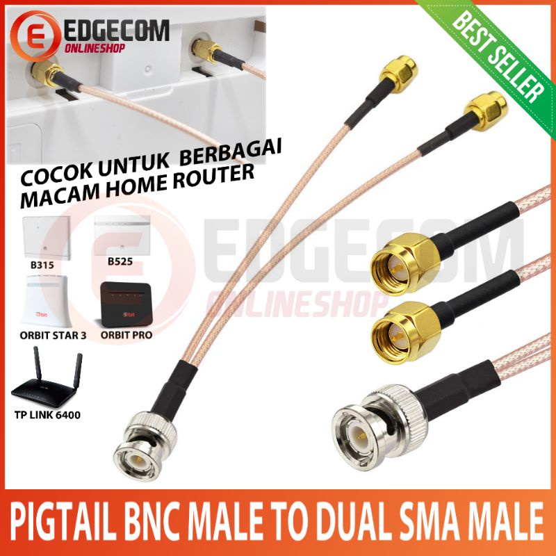 Pigtail Router Modem B315, Orbit Pro, B525 BNC Male to SMA Male Double Port