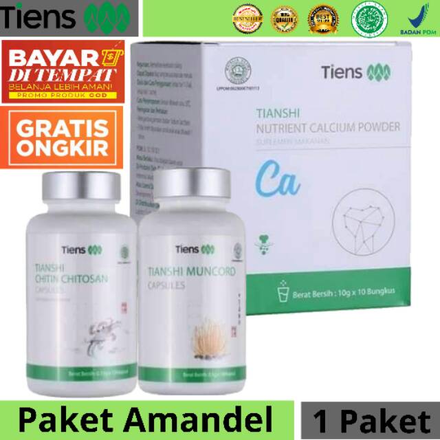 Paket Ampuh Mengatasi Amandel Tiens / Kemasan 10 Calcium  100 Chitosan  100 Muncord / Tianshi Rehan