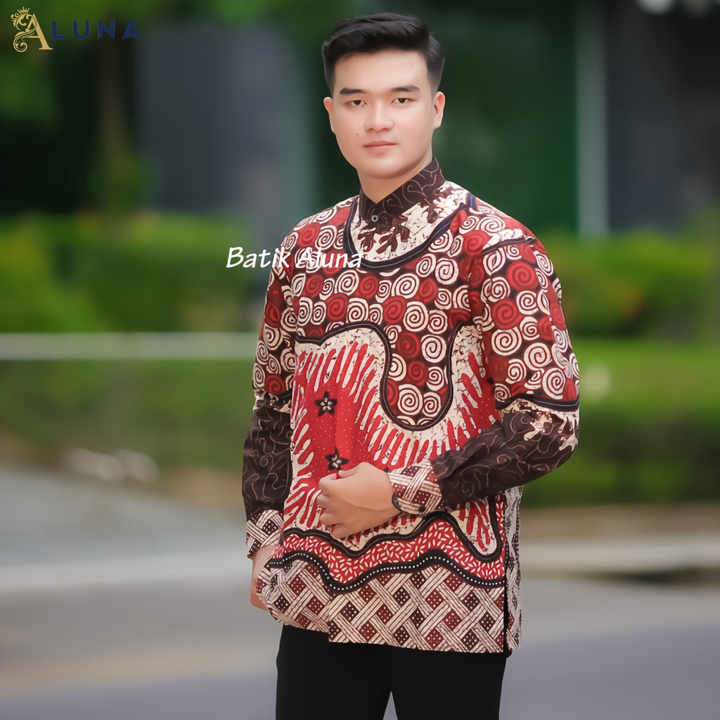 Baju Koko Pria Dewasa Motif Batik Aluna Kurta Pakistan Baju Muslim Lengan Panjang Terbaru Good Quality Katun Premium MBA 005