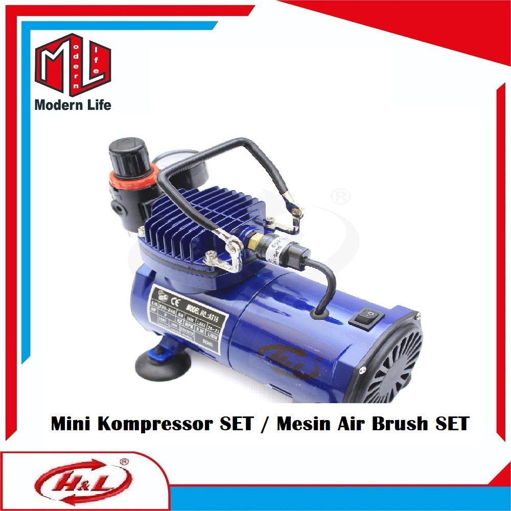 Paket Mesin Mini Kompresor Set Plus Air Brush H&amp;L Complete ORIGINAL