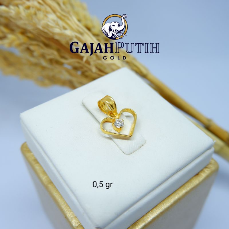 0,5gr Liontin Model Love Permata Satu Emas Asli kodeO605