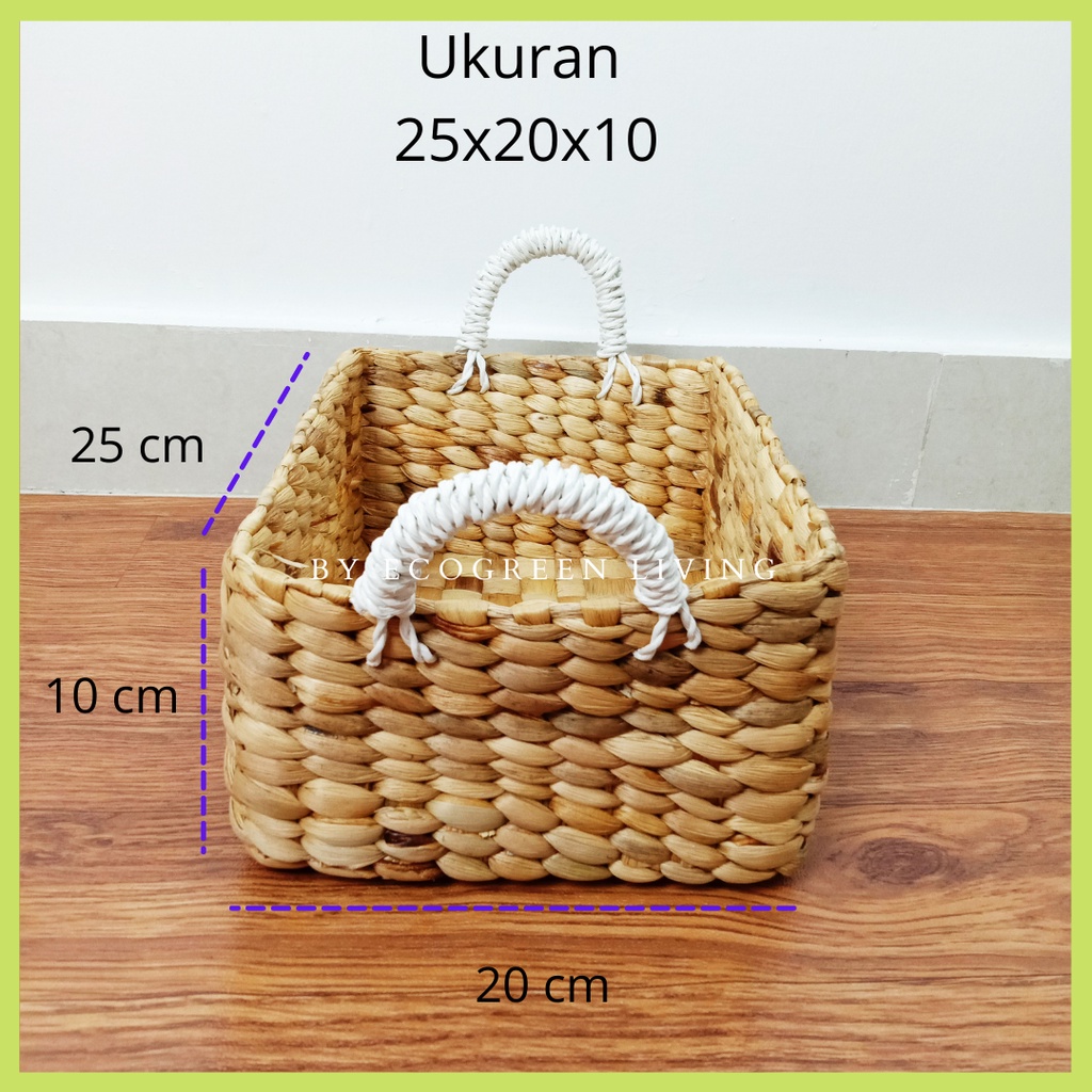 Keranjang Anyaman Enceng Gondok Ukuran 25x20x10 cm / Box / Kotak / Storage / Kotak Parcel / Hampers / Storage Multifungsi / Souvenir / Kotak Kado