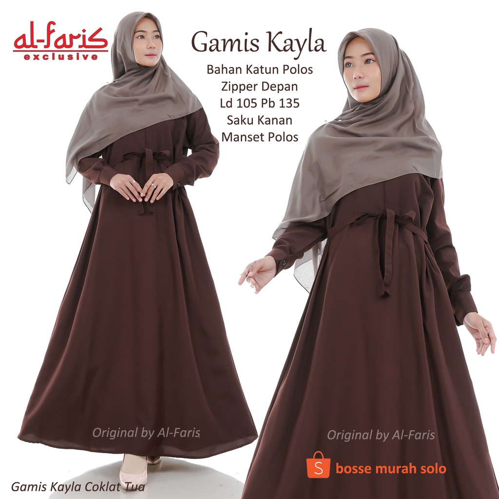 Gamis Katun Polos, Gamis Polos Murah, Kayla by Al Faris