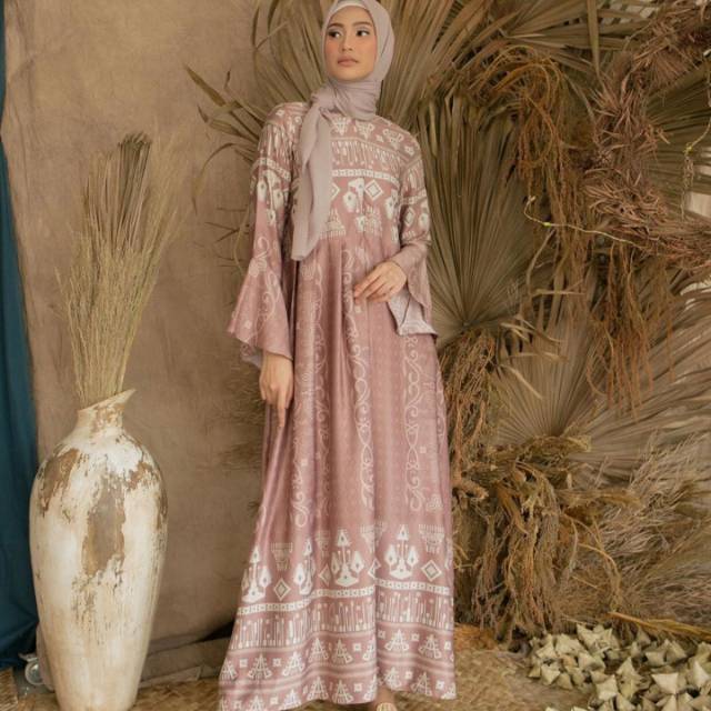 Preloved dress couple mom & kids pink motif wearing klamby murah bagus berkualitas