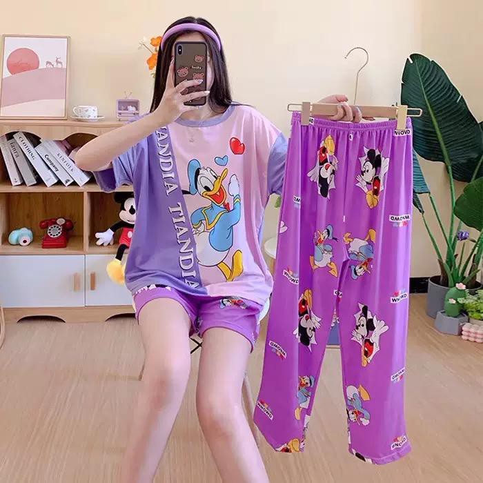 HUES.ID Piyama 3 in 1 | Piyama Lengan Pendek | Baju Tidur Impor | Baju Tidur 3in1 4045